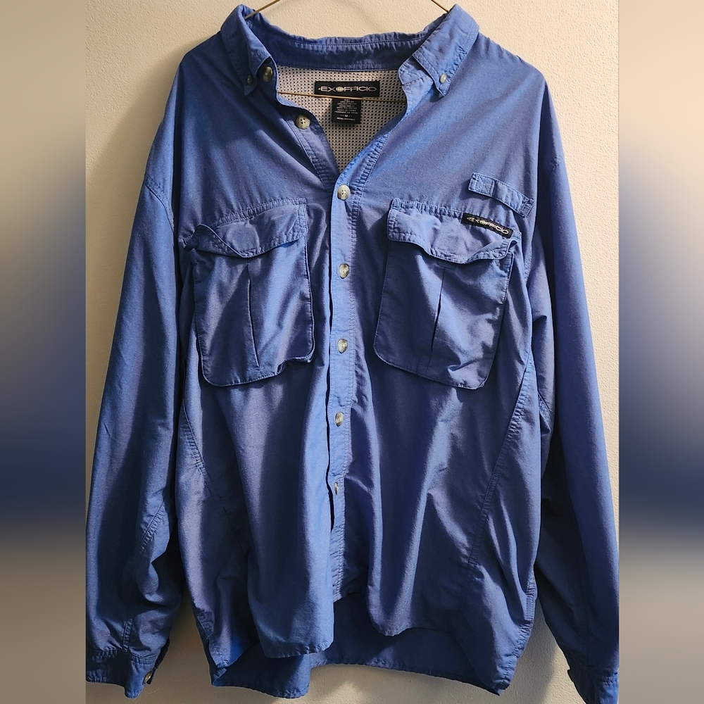 Exofficio Men's Med. Hiking/ Outdoors/Travel Long Sleeve Shirt Blue